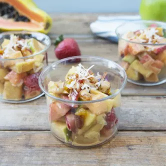 Ensalada de Frutas Biónica con Salsa de Dulce de Leche