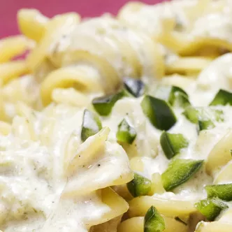 Pasta with Creamy Poblano Chile Sauce Long Right