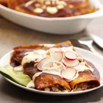 Chicken Enchiladas in Red Sauce