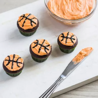 Dulce de Leche-Filled Basketball Cupcakes