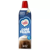 Front Center view of Coffee mate® French Vanilla Cold Foam Creamer, 14 oz Can NET WT 14 oz (396 g) product.