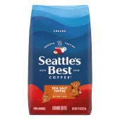 Front Center view of SEATTLE'S BEST COFFEE Sea Salt Toffee Ground Coffee 11oz Bag product.
