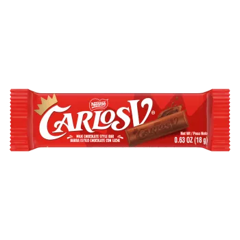 Front Center view of NESTLE CARLOS V Candy Bar Chocolate Bar 18g product.