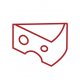 A red vector illustration of a block of cheese.