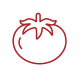 A red vector illustration of a tomato.
