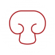 A red vector illustration of a mushroom slice.