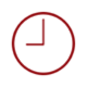 A red vector illustration of a clock.